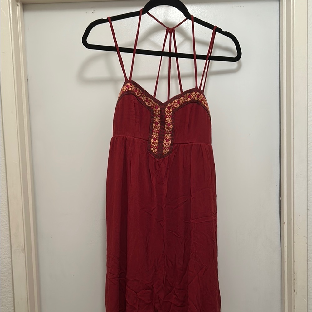 Maurices Strappy Babydoll with Floral Embroidery Dress XS Women’s Burnt Orange